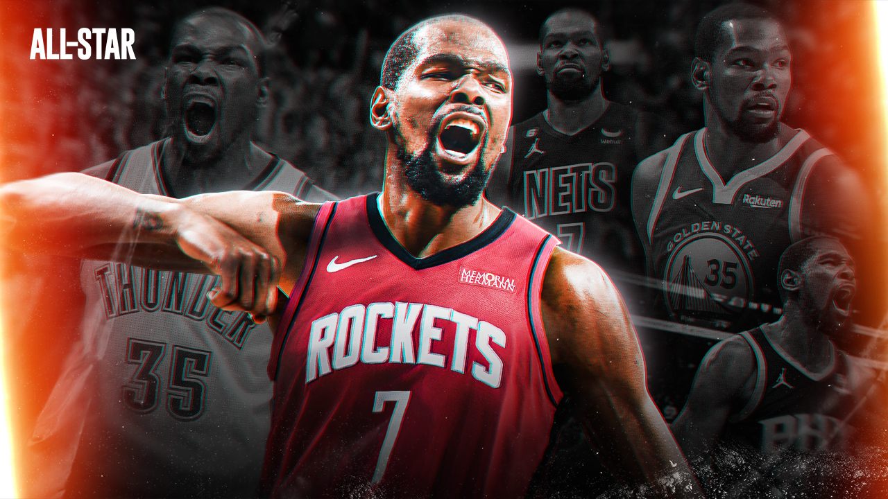 An image of Kevin Durant in a Houston Rockets jersey