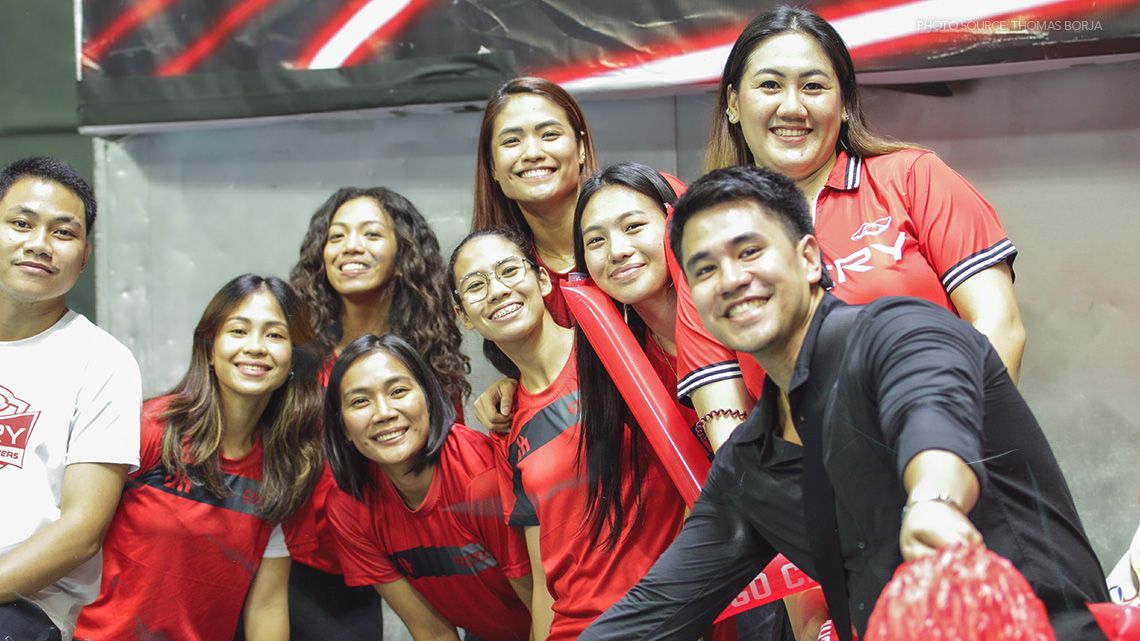 Mylene Paat, former PVL MVP and champion, on the sidelines of Araneta Coliseum cheering for the Chery Tiggo Crossovers