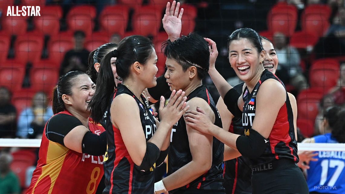 Kianna Dy smiling after winning the PVL quarterfinals against Zus Thunderbelles with her whole family in attendance