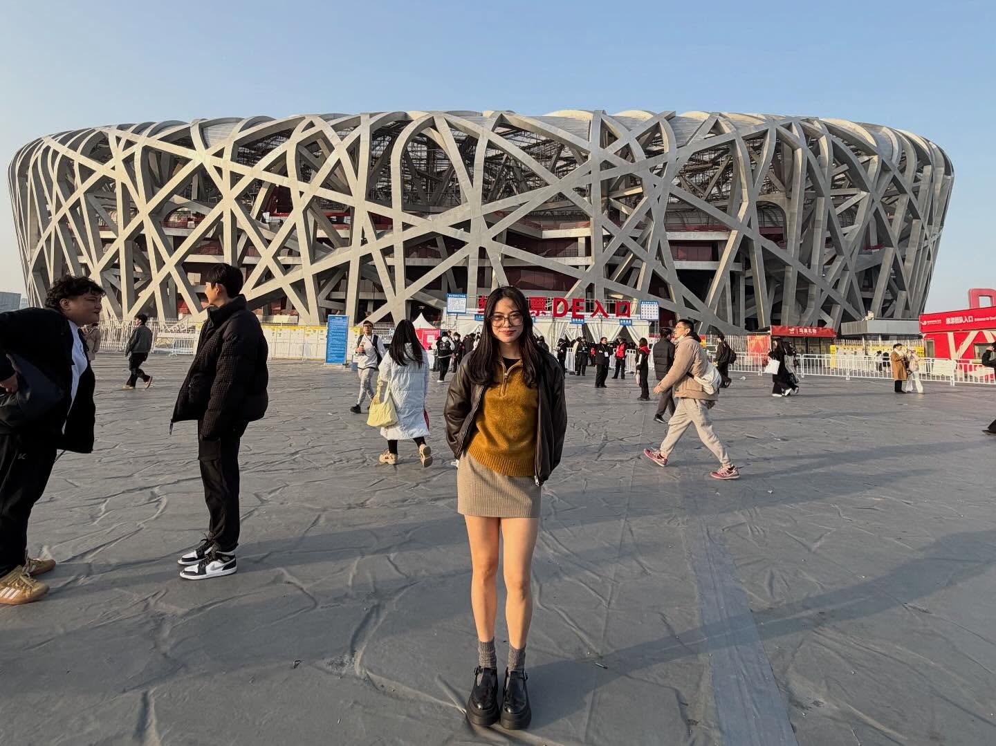 Chantelle outside the Bird's Nest in Beijing, China. Photo courtesy of Mara Aquino / Chantelle Hernandez