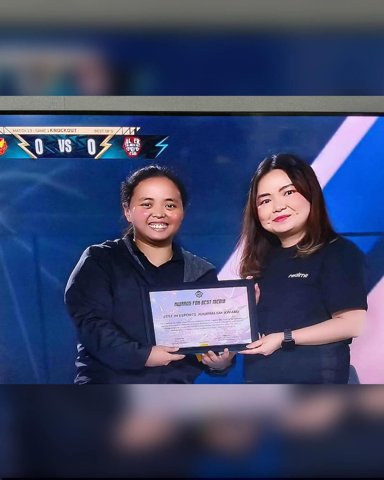 Michelle Ortega Lojo, seasoned esports journalist from the Philippines, receives the "Best in Esports Business Journalism Award" from the M7 Awards for Best Media