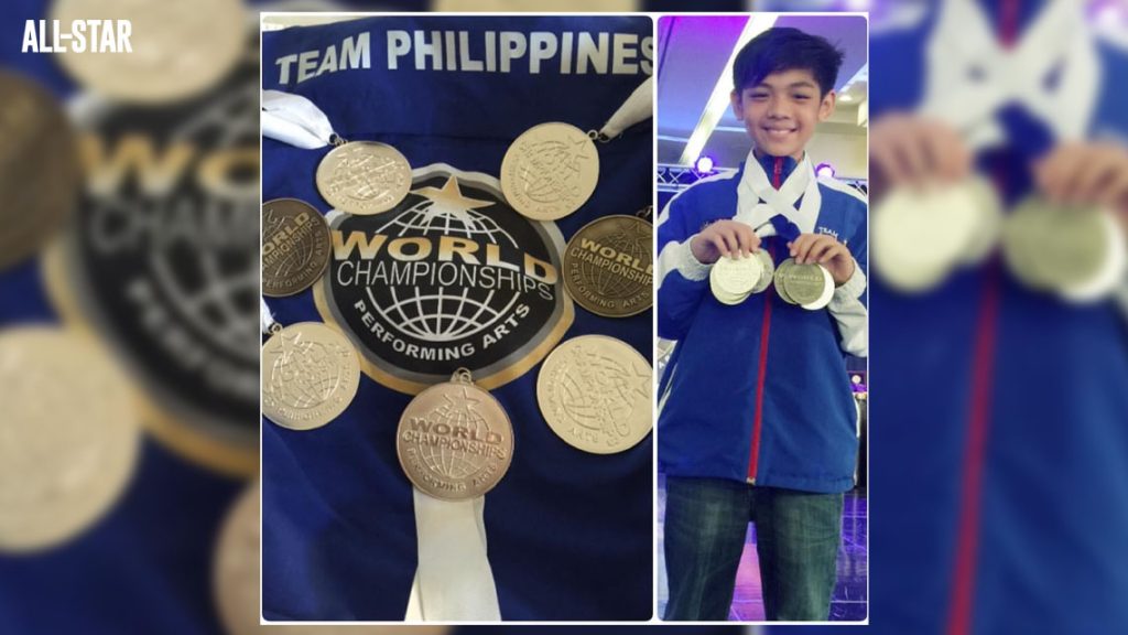 Mico Chua and his medals from the World Championships of Performing Arts