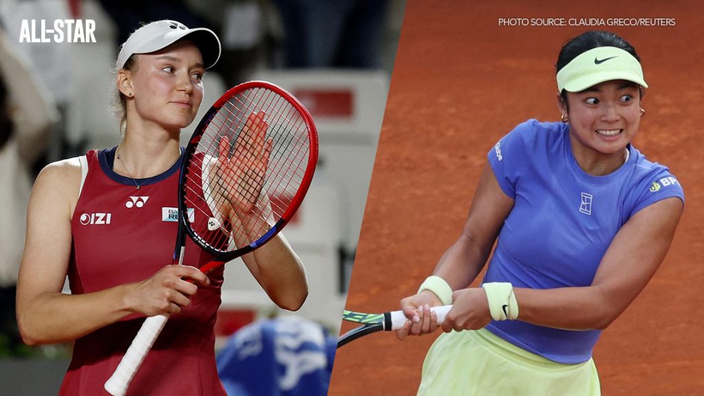 Alex Eala and Elena Rybakina during their match at the WTA 1000 Internazionali BNL d’Italia in Rome.