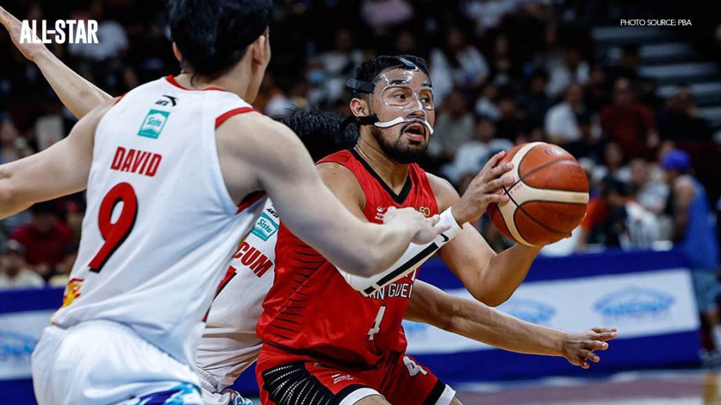 RJ Abarrientos wears a mask in game 3 of its semifinals match against Rain or Shine