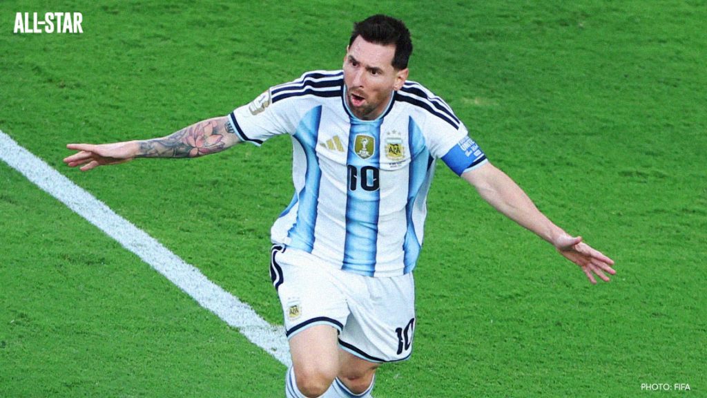 Lionel Messi celebrates after a goal