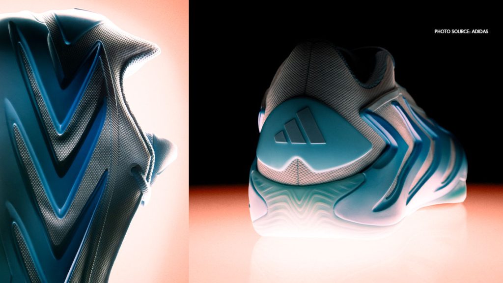 Close-up of the adidas AE3 “Cold Blooded” chevron structures and heel